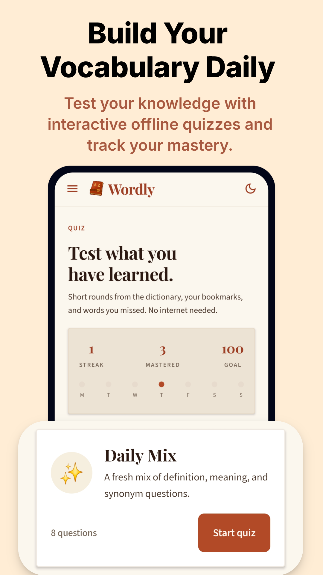Daily Mix vocabulary quiz